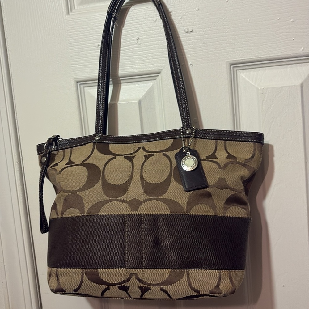Coach Brown and Tan Shoulder Bag